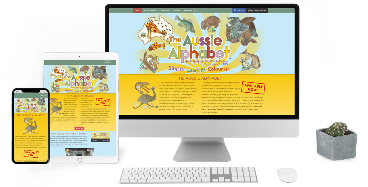 Aussie Alphabet, Product website with digital content download - Screenshot