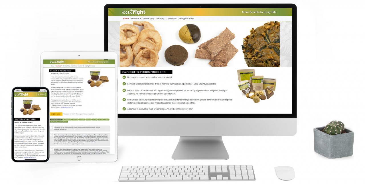 EatRight Foods, Responsive Website with Online Shop & Product Photography - Screenshot