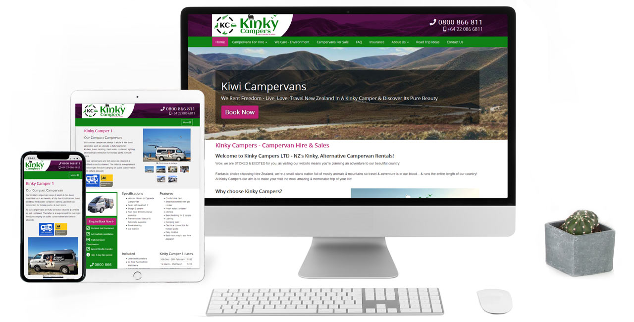 Kinky Campers Van Rental & Sales, Responsive CMS Website with Secure Online Booking - Screenshot