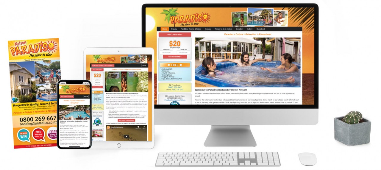 Paradiso Hostel, Responsive Website with CMS, Graphic Design & Location Photography - Screenshot