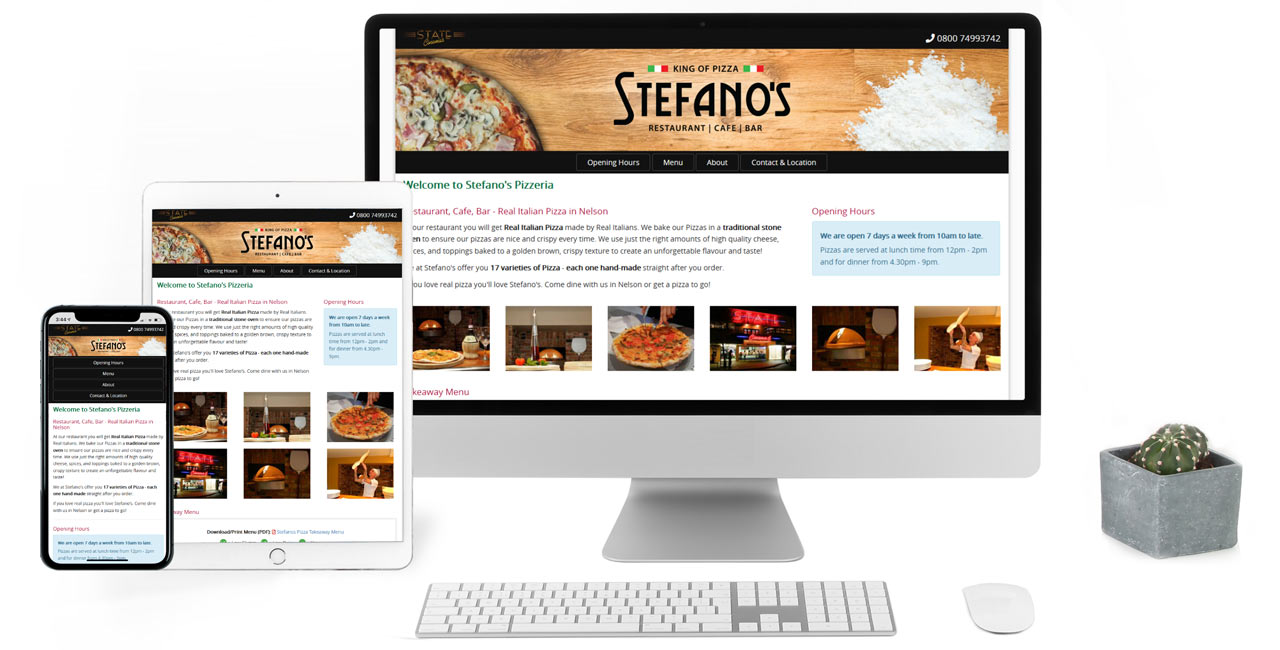 Stefano's Pizzeria, Responsive One Page Website - Screenshot