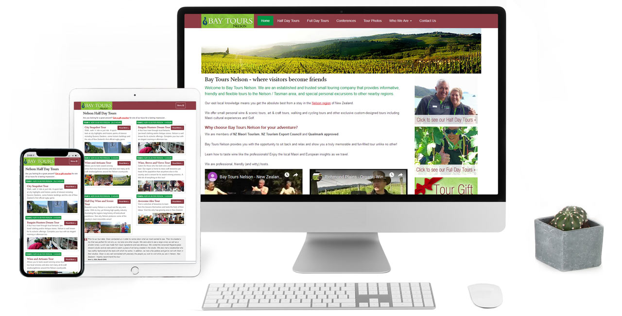 Bay Tours Nelson, Responsive Website with Shopping Basket - Screenshot