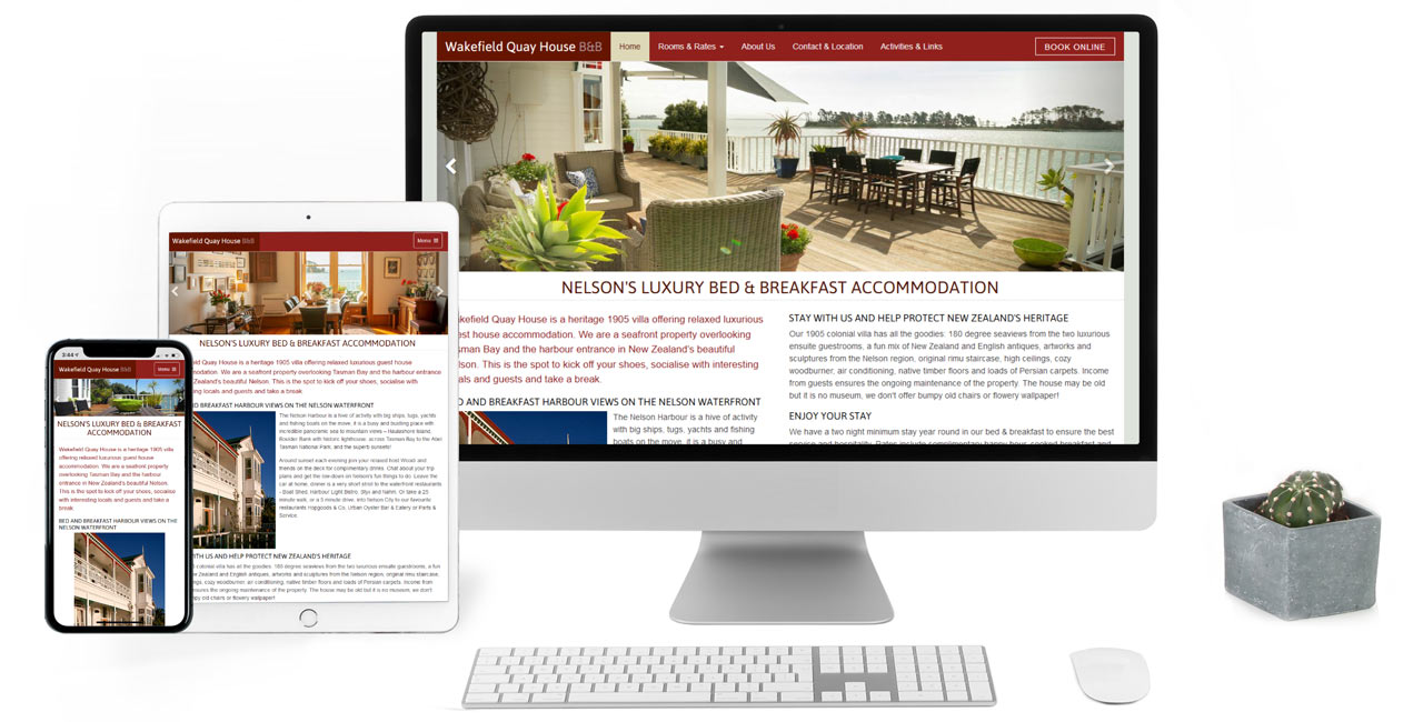 Wakefield Quay House B&B, Responsive Website & Location Photography - Screenshot