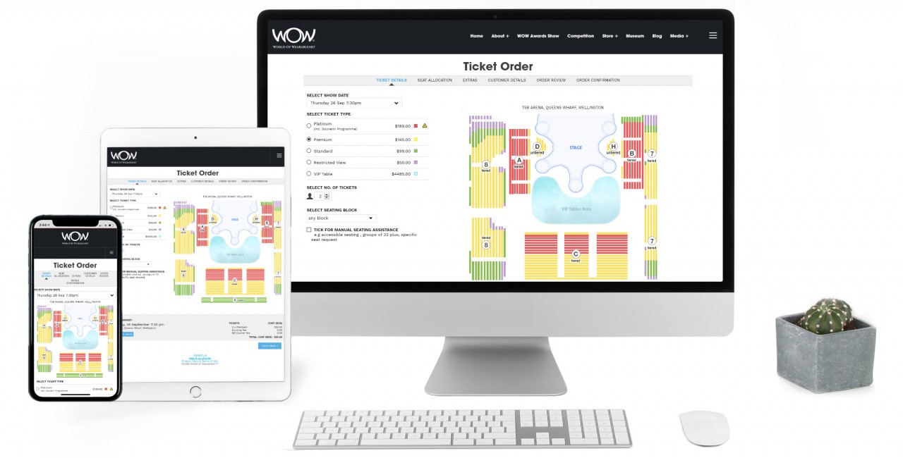 World of WearableArt™, Online Ticketing Website with Payment - Screenshot